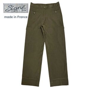 Vintage Signé Paris Olive Green barrel cropped Pants size F34/US2